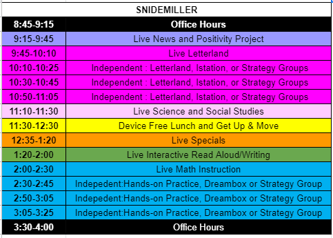 Snidemiller class schedule Snidemiller class schedule